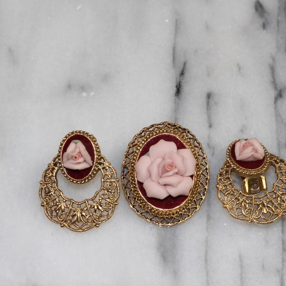 Floral Earrings + Brooch (3pc set) - Picture 5 of 5